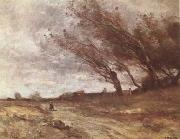 Jean Baptiste Camille  Corot Le Coup de Vent (The Gust of Wind) (mk09) oil painting artist